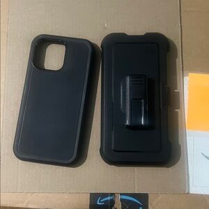 Apple iPhone 15 Pro Max Black Protective Phone Case with Clip